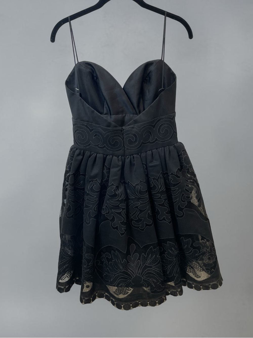 Noir by Lazaro Vintage 90s Black Polyester Lace Formal Cocktail Dress Size 8 - Picture 3 of 5